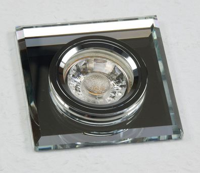 ChiliTec Decken-Einbaustrahler Crystal Q90 starr, 90x90mm, für 50mm Lampen, silber