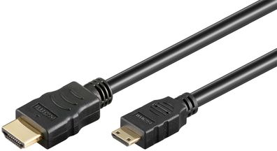 goobay HDMI High Speed Kabel Mini mit Ethernet vergoldet schwarz 1 m (Bulk)