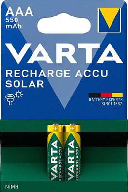 Varta Solar Rechargeable Nickel Metallhydrid Akku AAA Micro/ HR03 550 mAh (2er ...