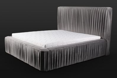 Graue Doppelschlafzimmer Holzmöbel Design elegant Stoff klassische Möbel neu