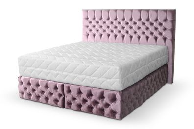 Chesterfield rosa Doppelschlafzimmer Holzmöbel Design elegante Polsterung Stoff