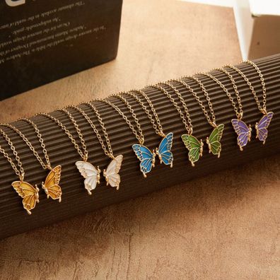 Damen Schmetterling Halskette Legierung BFF Kette Freundschaftskette für 2 Mädchen S