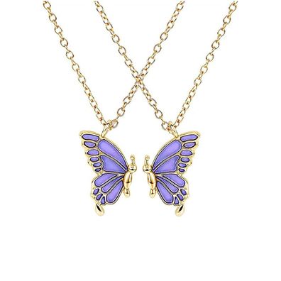 Damen Schmetterling Halskette Legierung BFF Kette Freundschaftskette für 2 Mädchen S