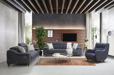 Sofagarnitur Set Komplett Modern Wohnzimmer Textil Couch Luxus Polstermöbel