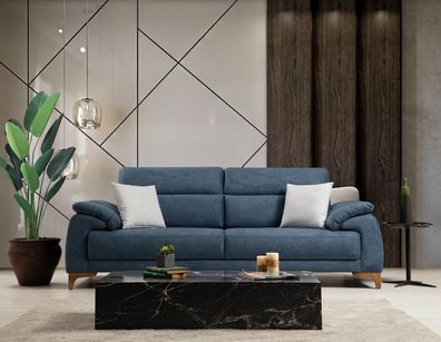 Sofa Couch Wohnzimmer Modern Möbel Dreisitzer Blau Polstersofa Design