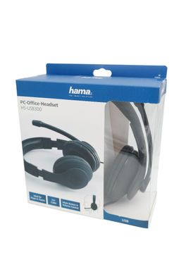 Hama PC-Office-Headset HS-USB300 Stereo, Schwarz 139924 2m Kopfhörer USB Anschl
