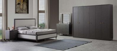 Schlafzimmer Set Modern Luxus Bett 2x Nachttische Kommode mit Spiegel