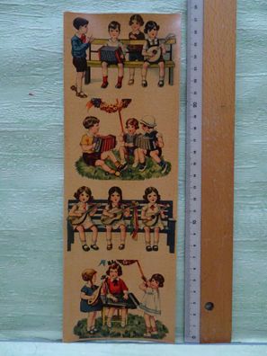 4 alte DDR Schiebebilder Kinder machen Musik Instrumente
