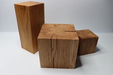 Holzblock Eiche 15x15x.. cm, geölter Massiver Eichenblock, Holzdeko, Sitzhocker