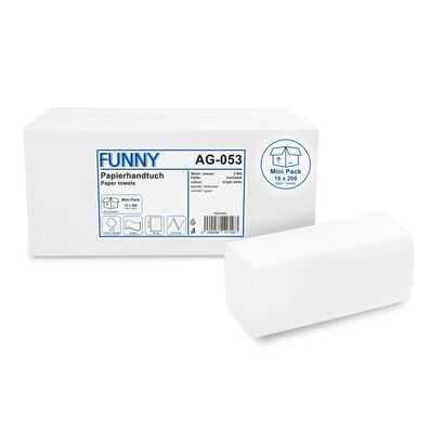 Funny Papierhandtücher | 2-lagig | ZZ/ V-Falz | hochweiß | 2000 Handtücher