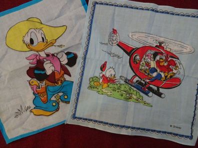 altes Stofftaschentuch Donald Duck Disney Cowboy Tick Trick Track... Hubschrauber