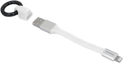Network Ligthning Tiny-Kabel USB auf Lightning Schlüsselring 11,5 cm weiß