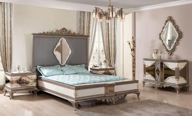 Klassische Schlafzimmer Garnitur Hochwertiges Set Doppelbett Kommode Sofa