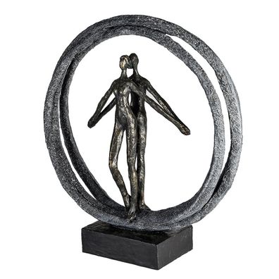 Poly Skulptur "Paar im Ring" bronzefarben, H 40cm, von Gilde