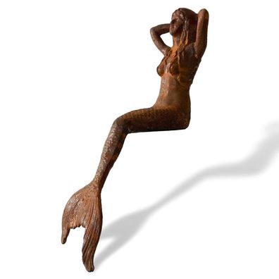 Eisenfigur Nixe Meerjungfrau Skulptur Garten Akt Erotik 46cm Rost Antik-Stil
