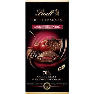 Lindt Edelbitter Mousse Sauerkirsch Chili Tafelschokolade 150g