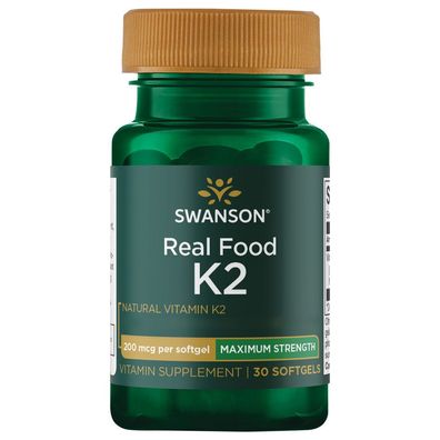 Swanson, Real Food Vitamin K2 - Maximum Strength, 200mcg, 30 Weichkapseln