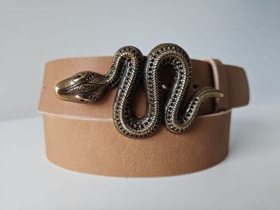 umjuBELT Snake gold antik Schlange Gürtelschnalle Schließe Buckle matt 11 x 6