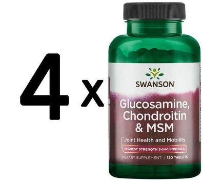 4 x Glucosamine, Chondroitin & MSM - 120 tabs