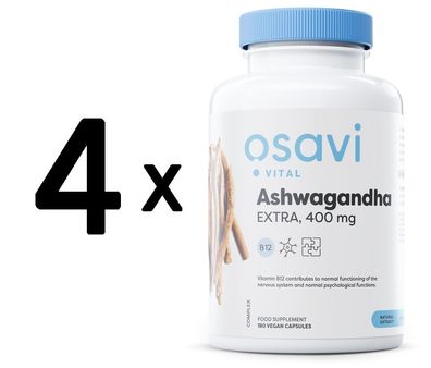 4 x Ashwagandha Extra, 400mg - 180 vegan caps