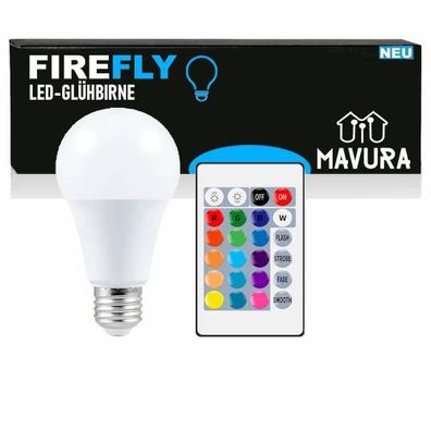 Firefly RGB Birne Farbwechsel Lampe Bunte LED Glühbirne Leuchtmittel Dimmbar Glühlamp