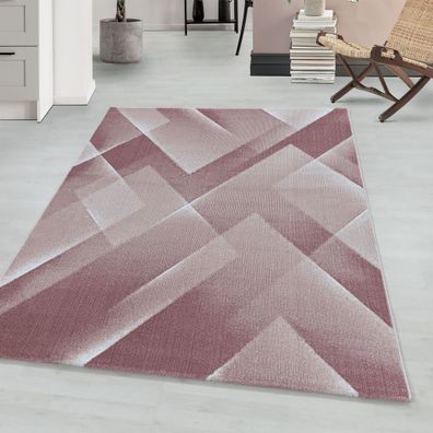 Kurzflor modern Teppich Wohnzimmerteppich 3-D Muster Dreieck Rechteckig PINK