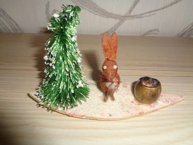 Kerzenhalter -Sebnitzer Pappe-Hase mit Tanne