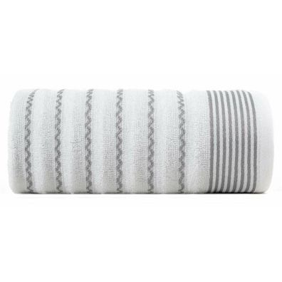 Handtuch Badetuch 50x90 cm weiß grau 100% Baumwolle Badezimmer Saunatuch gestreift