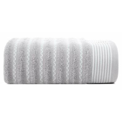 Handtuch Badetuch 70x140 cm weiß silber 100% Baumwolle Badezimmer Saunatuch gestreift