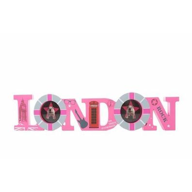 Bilderrhamen London MDF-Platte rosa silber 10x48x2 cm Kinder Fotorahmen Rahmen Deko