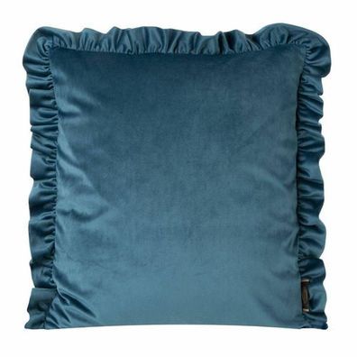 Dekorative Kissenbezug mit Rüschen blau 45x45cm Kissenhülle Kissencover Dekoration