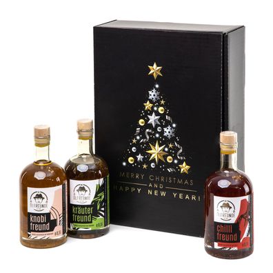 Die Ölfreunde Weihnachtsbox Würztrio 3x Öl Neujahrsgeschenk ohne Zusatzstoffe