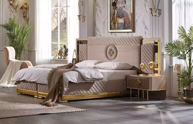 Luxus Bett 2x Nachttische Set Betten Neu Doppelbett Schlafzimmer-Set 3tlg
