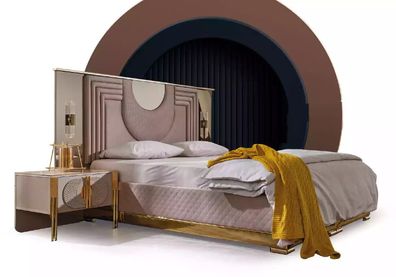 Schlafzimmer Garnitur Bett 2x Nachttische Bettgestell Hotelbett 3tlg