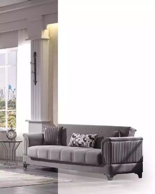 Luxus Graues Sofa Samtsofa Dreisitzer 3-Sitzer Couchen Wohnzimmer Möbel