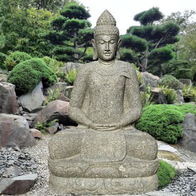 Naturstein Buddha Nagercoil mit Geste der Erleuchtung - Höhe x Tiefe x Breite: ...