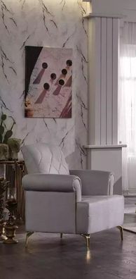 Weißer Designer Sessel Einsitzer Komfortsessel Wohnzimmer Lehnsessel