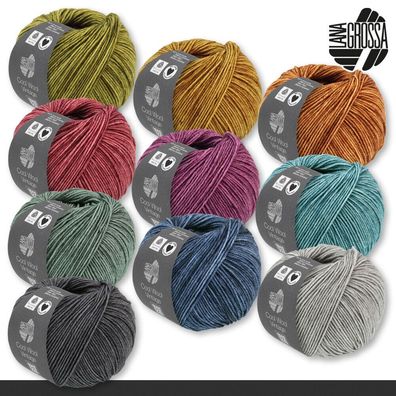 Lana Grossa 3 x 50 g Cool Wool Vintage Merino Wolle Garn Stricken 10 Farben