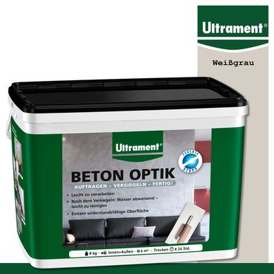 Ultrament 8 kg Beton Optik Pulverspachtel Moderne Wandgestaltung Weißgrau