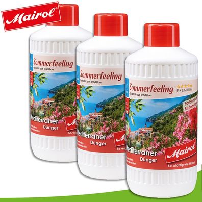 Mairol 3 x 500 ml Sommerfeeling Mediterraner NPK-Dünger Zitruspflanzen Turbo