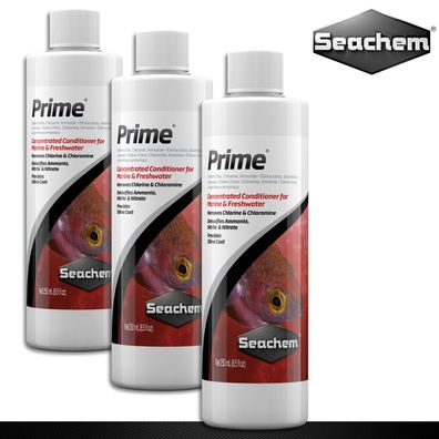 Seachem 3x 250 ml Prime Wasseraufbereiter Chlor Chloramin Ammoniak Nitrit Nitrat
