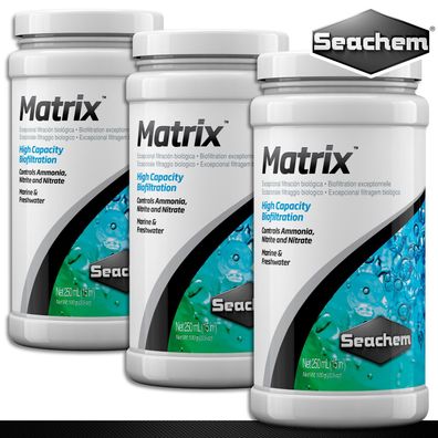 Seachem 3x 250 ml Matrix Bio-Filter Ammoniak Nitrit Nitrat 700 m²/ l Oberfläche