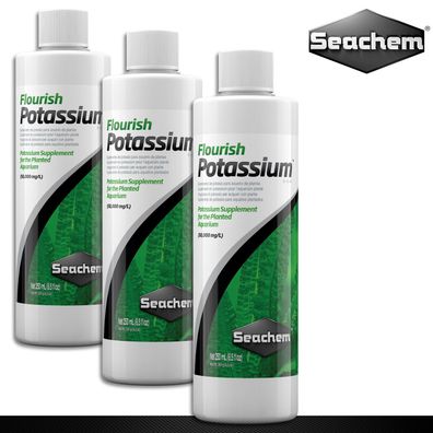Seachem 3x 250 ml Flourish Potassium Kalium-Dünger für Aquarienpflanzen Wachstum