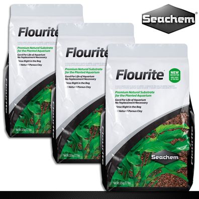 Seachem 3 x 3,5 kg Flourite Bodengrund aus Ton Ø 4-8 mm Aquarium-Kies Süßwasser