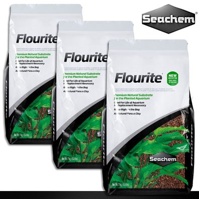 Seachem 3 x 7 kg Flourite Bodengrund aus Ton Ø 4-8 mm Aquarium-Kies Süßwasser