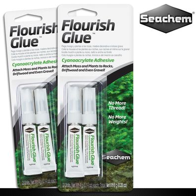 Seachem 2 x 8 g (2 x 4 g) Flourish Glue Cyanacrylat-Klebstoff Pflanzen-Kleber