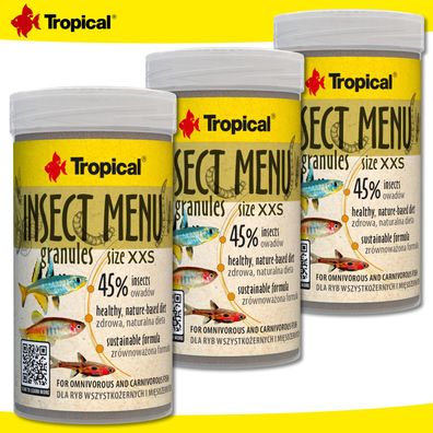 Tropical 3x100ml Insect Menu Granules XXS für alles- und fleischfressende Fische