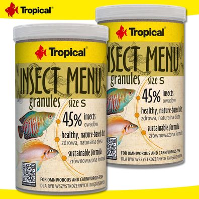 Tropical 2 x 1000 ml Insect Menu Granules S für alles- & fleischfressende Fische