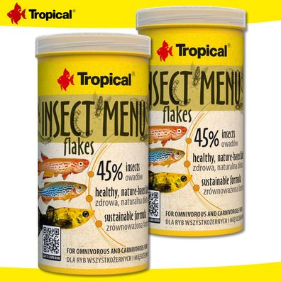 Tropical 2 x 250 ml Insect Menu Flakes für alles- und fleischfressende Fische
