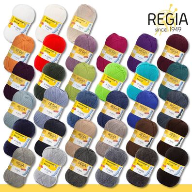Schachenmayr Regia 3 x 100 g 4-fädig Uni Stricken Wolle Sockenwolle 33 Farben